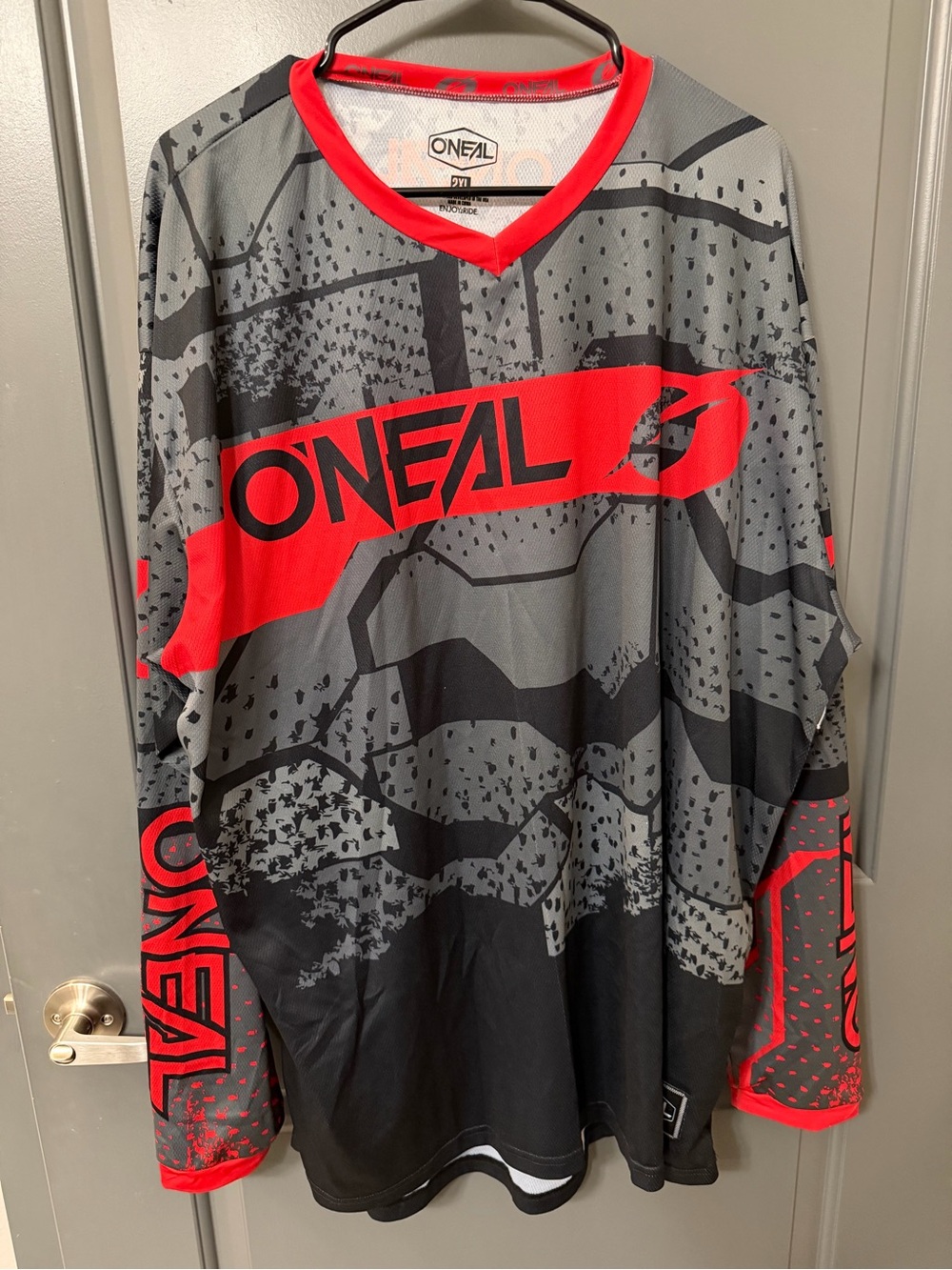 O’Neal Motocross Jersey Men’s 2XL Gray Red Black Long Sleeve MX BMX MTB